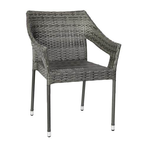 Flash Furniture Rattan Indoor/Outdoor Stackable Dining Chair, Gray, 4-Pack