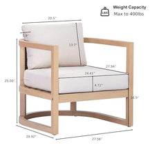 Christopher Knight Home Fido Acacia Wood Lounge Chair Outdoor Set of 2 with Cushion, Solid Wood Patio Accent Chair with PE Wicker Backrest, Patio Furniture Set Sofa Chair, Light Teak+Beige
