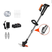 AMYYTL Electric Lawn Mower, U-Shaped Handle, Small Portable Telescopic Battery Powered Rotary Lawn Mower with Metal Blades, Powerful and Lightweight 1800W ding Pruning Tools, 15000mA, 2 B