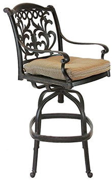 Mandalay Outdoor Patio 5pc Bar Set 48" Dark Bronze Cast Aluminum (Walnut)