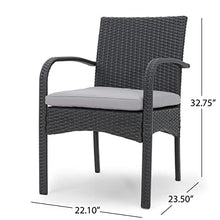 Christopher Knight Home Elmar Outdoor 9 Piece Wood and Wicker Dining Set Sandblasted Dark Gray + Gray