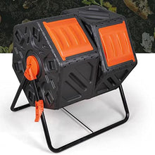 Outdoor Dual Chamber Compost Bin, 31 Gallon Rotating Composter Tumbling with 2 Sliding Doors and Aeration System, Garden Compost Tumbler, BPA Free (Color : Orange) (Orange)
