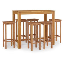 KDVXBCQJH 7-Piece Patio Bar Set Solid Acacia Wood Outdoor Dining Set