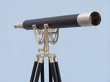 Hampton Nautical Floor Standing Brushed Nickel Leather Telescope 65