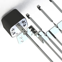 Electric Shish Grill Kabob Set, Stainless Steel Automatic Rotating Skewer Turner with 9pcs Skewers, Rotating Gear Design, High Torque, BBQ Grill Rack for Outdoor Camping