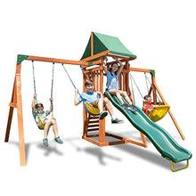 Sportspower Sherwood Wood Swing Set with Swings & Slide Green