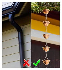 XHsghSEG rain Chain, Copper for Rain Gutter & Eaves Drainage Adjustable Japanese Downspout Chain Multiple Sizes 1m-4m(3.6 m (11.8ft))