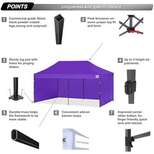 ABCCANOPY Heavy Duty Easy Pop Up Canopy Tent with Sidewalls 10x20 Purple