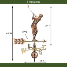 Good Directions Golfer Weathervane, Pure Copper