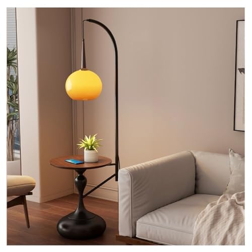 LUYOUBOZHU Floor Lamp LED Desk Lamp & End Table Combo with USB Port for Bedroom, Living Room(Black)