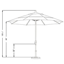 California Umbrella 11' Round Crank Lift Patio Umbrella Bronze Finish Sunbrella Canvas