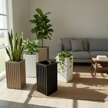KCSWKJ Square Grove Column Planter - Grey Brown