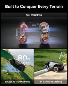 roborock RockMow X115H Robot Lawn Mower, Wire-Free 4WD Robot Lawn Mower with Full-Band RTK + Quad-Vision Navigation, Auto Mapping, Multi-Sensor AI Obstacle Avoidance, 80% Slope, Covers Up to 0.37 Acre