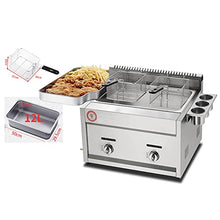 Dntum Fryer,Commercial Gas Fryer,12L Top Basket Stainless Steel Fryer Restaurant Home Fries Chip with Seasoning Trough