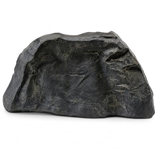 Artificial Rock Cover – Weather-Resistant Fiberglass Garden Landscape Utility Concealer Slate Gray Finish for Pumps, & Irrigation Systems, Squarish Odd