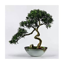 Fake Plants Artificial Bonsai Tree New Chinese-Style Simulation Luohan Pine Bonsai Tree 25.6 in Large Green Simulation Welcome Pine Bonsai Plant Ceramic Flower Pot Bonsai Tree