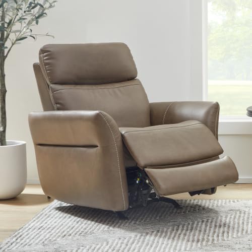 Flexsteel Artemis Power Rocking Recliner Chair with Heat & Air Massage, Zero Gravity Recline, Power Headrest & Lumbar, USB Charging, Cappuccino Brown Leather-Look Fabric