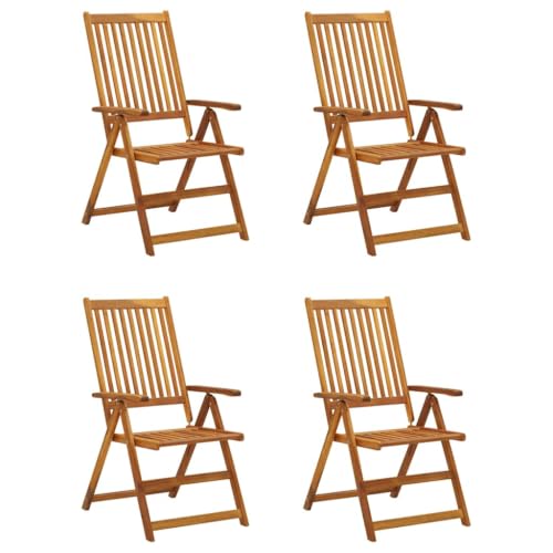 PUGYNBK Patio Reclining Chairs 4 pcs with Cushions Solid Acacia Wood