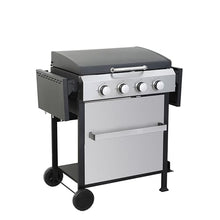 Propane Gas Grill,4-Burner BBQ Grill,with Enamel Grids/Foldable Side Table Hanging Basket,for Picnic, Backyard Party