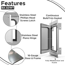 Best 12" x 12" Airtight/Watertight Access Panel, Stainless Steel Access Door with Bulb Trim Gasket, Jacuzzi Access Door, Ideal for Labs & Clean Rooms, Reinforced Edges, Piano Hinge, BA-ADWT