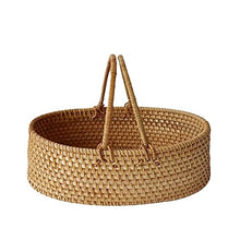Storage Basket,Picnic Portable Hand Woven Outdoor Hamper Fruit for 2 Persons for Camping and Party
