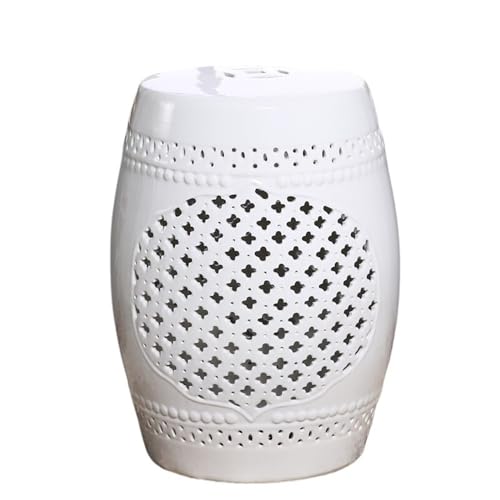 LINKIO Garden Stool Simple Hollowed Out Drum Stool Hotel Ceramic Decorative Drum Stool Drum Pier Sitting Pier Shoe Changing Round Stool Dressing Stool Ottomans