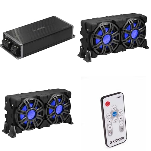 KICKER 10-Inch Loaded Premium Marine Sub Enclosure with Passive Radiator & 51KPX5001 Powersports Amp Bundle