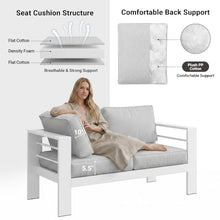 Solaste Outdoor Couch Aluminum Patio Furniture Sofa, 3-Seat All-Weather Metal Outdoor Patio Furniture with Cushions,Light Grey
