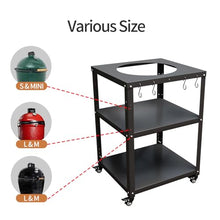Grill Table for Big Green Egg Accessories,Compatible with L to MINI Models Big Green Egg,Kamado Joe,Heavy Duty Metal Outdoor Grill Station Prep Table with Storage