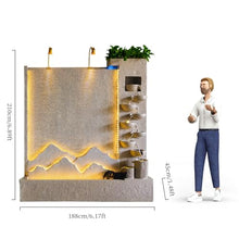 Modern Stone Look Wall Fountain with LED Lights, 6.89FT Tall Indoor Outdoor Water Feature for Home Garden Entryway (Left)(Right)