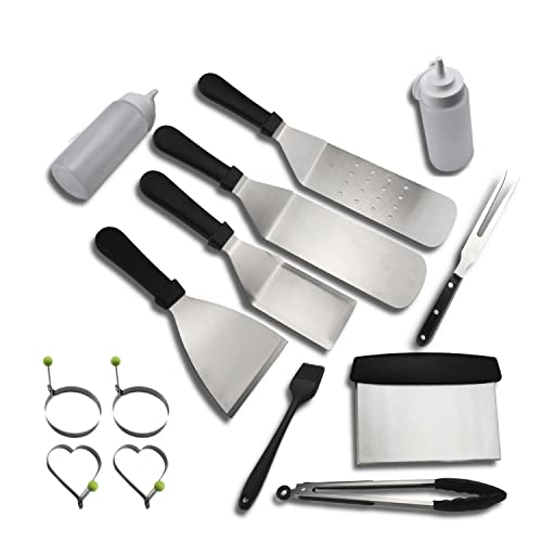 BBQ Grill Accessories,15 PCS Stainless Steel Griddle Accessories Kit for Outdoor BBQ, Kitchen, Teppanyaki and Camping Grilling Accessories