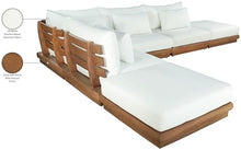 Meridian Furniture 111White-Sec6E Mirella Collection Modern | Contemporary Outdoor Patio L-Shaped 6pc. Modular Sectional with Solid Teak Frame, Water Resistant Fabric, 149" W x 112" D x 27" H, White