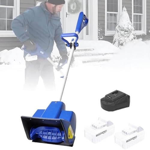 ZIJINGM Electric Snow Blower, 28×18cm Outdoor Snow Removal Tool, Handheld Electric Snow Blower with 4.0Ah Lithium-ion Battery and Charger(2batteries)