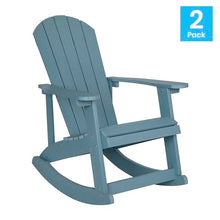 Taylor & Logan Savannah All-Weather Poly Resin Wood Adirondack Rocking Chair with Rust Resistant Stainless Steel Hardware in Sea Foam - Set of 2