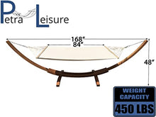 Petra Leisure, 14 Ft. Water Treated Wooden Arc Hammock Stand + Premium Quilted, Double Padded Hammock Bed. 2 Person Bed.450 LB Capacity(Teak Stain/Beige)