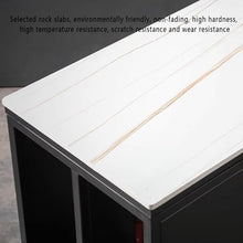 DESALAI Kitchen Industrial High Table with Black Metal Base,Creative Slate top Standing bar Table,Long Breakfast Bar Table with Storage,Modern Square Outdoor Side Table,No stools(White,160 * 4