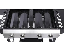 SWLJKU 2 Burner Gas Grill with Plancha Combo, 38,240 BTU Outdoor BBQ Grill, Stainless Steel Burners & Cast Iron Grids, 470 sq.in Grilling Area + 248 sq.in Teppanyaki Griddle