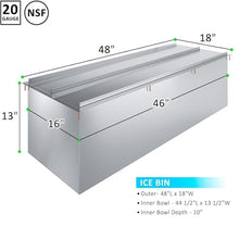 Express KitchQuip 18" x 48" Stainless Steel Drop-in Ice Bin,