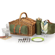 2 Person Wicker Picnic Basket Set with Traditional Green Blanket - Gift Ideas for Christmas Mum Mothers Day Wedding Birthday Anniversary Business Gifts Corporate