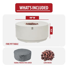 AMS Round Concrete GFRC Propane Gas Fire Pit Table (Cream White)