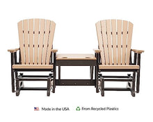 EcOasis Grand Lake Amish Crafted Poly Outdoor Adirondack Double Glider Weatherwood on Black