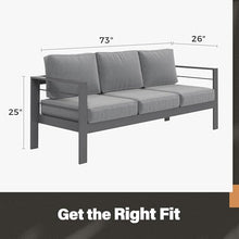 Solaste Outdoor Couch Aluminum Patio Furniture Sofa, 3-Seat All-Weather Metal Outdoor Patio Furniture with Cushions,Dark Grey