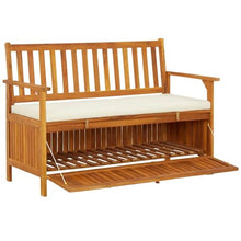 KUTYWEXFM 47.2" Outdoor Storage Bench Solid Acacia Wood Patio Deck Seating