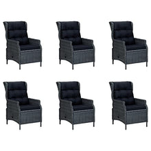 WHOPBXGAD 7 Piece Patio Dining Set Dark Gray Outdoor Furniture with Reclining Chairs, Acacia Wood Table and Cushions for Garden, Backyard, Poolside Relaxation