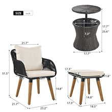 Patio Furniture Set with Small Outdoor Table, Patio Bar Set w/ Sillas para Balcon, Sillas para Patio Exterior, Premium PP Rope Weaving Chairs, 350 lbs Capacity, 5-Piece Set for Backyard (Beige+Black)