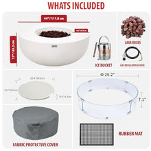 AMS 44" Round Concrete Natural Gas Fire Pit Table Bowl Bundle (Cream White)