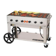 Crown Verity CVMCB48 48" Liquid Propane Mobile Grill with 99000 BTU Capacity Two 14 Wheels and Two Total Lock Casters : Stainless