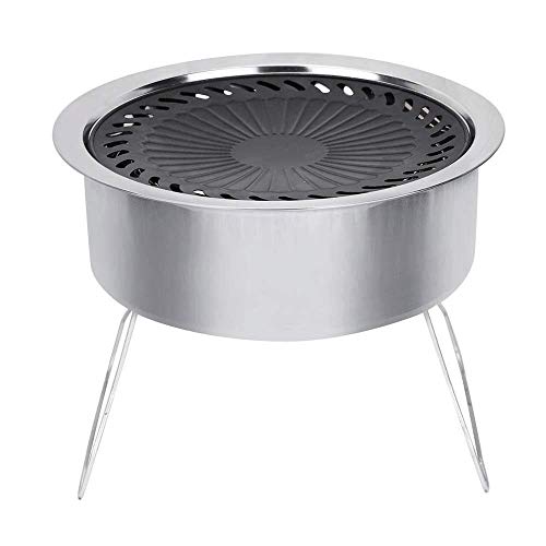 CGTENBS Round Grill Wok, Accessory Barbecue Tools for Cooking Vegetables, Shrimp, Meat, Outdoor Camping Cookware