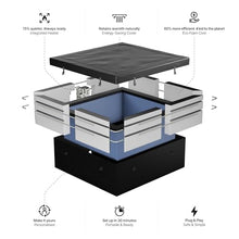 Wave Garda Eco-Foam Hot Tub | Square Energy-Efficient Outdoor Spa with 70 Bubble Jets, Built-in Heater, WiFi App Control and Insulated Cover | Charcoal Black | 4 Person | EnergySave Bundle