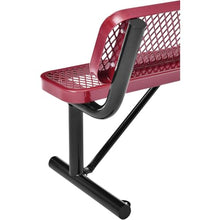 Global Industrial 48" L Outdoor Steel Bench with Backrest, Expanded Metal, Red